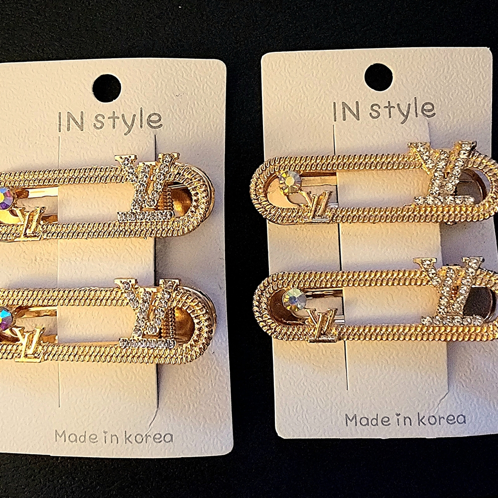 Gold Hair Clips with Rhinestone Accents
